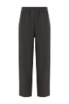 Brunello Cucinelli Brown women's trousers with elastic waistband and tucks - 73% viscose, 27% linen. zipper. two side pockets, two back pockets. Country of manufacture: Italy. Care: specialized cleaning - photo 1