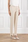 Brunello Cucinelli Beige Women's Trousers with Monil Chain - Monil chain. 81% viscose, 19% linen. Fastener: zipper. two side pockets, two back pockets. Country of manufacture: Italy. Care: specialized cleaning - photo 3
