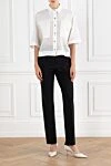 Black Skinny Pants With Monil Chain Women's Brunello Cucinelli - Monil chain, tucks. 75% wool, 23% polyamide, 1% elastane. Fastener: zipper. two side pockets, two back pockets. Country of manufacture: Italy. Care: specialized cleaning - photo 2