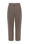 Brunello Cucinelli Women's Loose Brown Trousers with Pleats and Cuffs - tucks, cuffs. 100% linen. Fastener: zipper, button. two side pockets, two back pockets. Country of manufacture: Italy. Care: specialized cleaning - photo 1