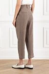 Women's Loose Brown Trousers with Pleats and Cuffs Brunello Cucinelli - tucks, cuffs. 100% linen. Fastener: zipper, button. two side pockets, two back pockets. Country of manufacture: Italy. Care: specialized cleaning - photo 4