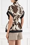 Women's Brown Poplin Print Blouse Brunello Cucinelli - leaf print. Material: 100% cotton. Fastener: belt. Country of manufacture: Italy. Care: specialized cleaning - photo 4