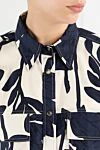 Brunello Cucinelli Women's Cotton Poplin Blouse with Leaf Print Blue - leaf print. Material: 100% cotton. buttons. two chest pockets. Country of manufacture: Italy. Care: specialized cleaning - photo 5