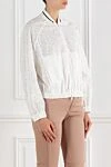 Brunello Cucinelli Білий бавовняний бомбер Broderie Anglaise жіночий - контрастна смуга на комірі. 100% бавовна. блискавка. дві бічні кишені. Країна виробник: Італія. Догляд: спеціалізоване чищення - фото 3