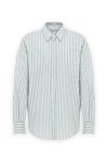 Brunello Cucinelli Women's white striped shirt made of cotton and silk - striped pattern. 81% cotton, 19% silk. Fastener: buttons. Country of manufacture: Italy. Care: specialized cleaning - photo 1