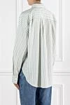 Women's white striped shirt made of cotton and silk Brunello Cucinelli - striped pattern. 81% cotton, 19% silk. Fastener: buttons. Country of manufacture: Italy. Care: specialized cleaning - photo 4