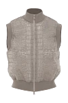 Brunello Cucinelli Silk Bomber Vest with Paillette Crocodile Embroidery - crocodile embroidery. 100% silk. Fastener: zipper. two side pockets. Country of manufacture: Italy. Care: specialized cleaning - photo 1