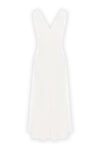 Brunello Cucinelli White V-neck dress with belt - 75% cotton, 25% polyamide. Fastener: belt. Country of manufacture: Italy. Care: specialized cleaning - photo 1