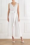 White V-neck dress with belt Brunello Cucinelli - 75% cotton, 25% polyamide. Fastener: belt. Country of manufacture: Italy. Care: specialized cleaning - photo 2