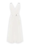 White V-neck dress with belt Brunello Cucinelli - 75% cotton, 25% polyamide. Fastener: belt. Country of manufacture: Italy. Care: specialized cleaning - photo 6