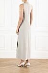 Maxi sleeveless dress with slits made of viscose and linen beige Brunello Cucinelli - 73% viscose, 27% linen. Fastener: zipper. Country of manufacture: Italy. Care: specialized cleaning - photo 4