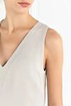 Brunello Cucinelli Maxi sleeveless dress with slits made of viscose and linen beige - 73% viscose, 27% linen. Fastener: zipper. Country of manufacture: Italy. Care: specialized cleaning - photo 5