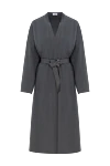 Brunello Cucinelli Grey cotton midi wrap dress with belt - 100% cotton. belt. two chest pockets, two side pockets. Country of manufacture: Italy. Care: specialized cleaning - photo 1