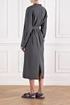 Grey cotton midi wrap dress with belt Brunello Cucinelli - 100% cotton. belt. two chest pockets, two side pockets. Country of manufacture: Italy. Care: specialized cleaning - photo 4