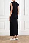 Black Women's Sleeveless Dress With Collar Trim Brunello Cucinelli - Decoration: collar piping. 65% cotton, 29% polyester, 6% elastane. Fastener: zipper. Country of manufacture: Italy. Care: specialized cleaning - photo 4