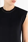 Brunello Cucinelli Black Women's Sleeveless Dress With Collar Trim - Decoration: collar piping. 65% cotton, 29% polyester, 6% elastane. Fastener: zipper. Country of manufacture: Italy. Care: specialized cleaning - photo 5