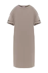 Brunello Cucinelli Knitted T-shirt dress brown with trim - 98% cotton, 2% elastane. Country of manufacture: Italy. Care: specialized cleaning - photo 1