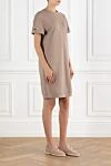 Brunello Cucinelli Knitted T-shirt dress brown with trim - 98% cotton, 2% elastane. Country of manufacture: Italy. Care: specialized cleaning - photo 3