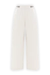Brunello Cucinelli Women's loose-fitting trousers with elastic waistband and wide legs - 98% cotton, 2% elastane. Color: white. buttons, zipper. Country of manufacture: Italy. Care: specialized cleaning - photo 1