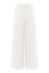 Women's loose-fitting trousers with elastic waistband and wide legs Brunello Cucinelli - 98% cotton, 2% elastane. Color: white. buttons, zipper. Country of manufacture: Italy. Care: specialized cleaning - photo 6