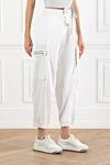 Brunello Cucinelli White cotton trousers with drawstring and pockets on the legs - 98% cotton, 2% elastane. zipper, button. two side pockets, two pockets on the legs. Country of manufacture: Italy. Care: specialized cleaning - photo 3