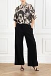 Wide-leg trousers with elastic band, black, women's Brunello Cucinelli - 98% cotton, 2% elastane. two side pockets. Country of manufacture: Italy. Care: specialized cleaning - photo 2