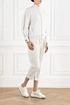 Brunello Cucinelli Білий жіночий прогулянковий костюм з легкого еластичного бавовняного футера з блискавкою - ланцюжок моніль. 98% бавовна, 2% еластан. застібка-блискавка. дві бічні кишені. Країна виробник: Італія. Догляд: спеціалізоване чищення - фото 3