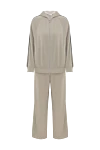 Brunello Cucinelli Women's tracksuit made of silk cotton with a hood beige - monili chain. Additional: hood. 67% cotton, 31% silk, 2% polyamide. Fastener: zipper. two side pockets. Country of manufacture: Italy. Care: specialized cleaning - photo 1