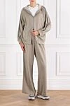 Women's tracksuit made of silk cotton with a hood beige Brunello Cucinelli - monili chain. Additional: hood. 67% cotton, 31% silk, 2% polyamide. Fastener: zipper. two side pockets. Country of manufacture: Italy. Care: specialized cleaning - photo 2