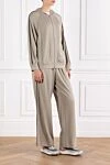 Brunello Cucinelli Women's tracksuit made of silk cotton with a hood beige - monili chain. Additional: hood. 67% cotton, 31% silk, 2% polyamide. Fastener: zipper. two side pockets. Country of manufacture: Italy. Care: specialized cleaning - photo 3