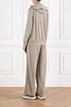 Women's tracksuit made of silk cotton with a hood beige Brunello Cucinelli - monili chain. Additional: hood. 67% cotton, 31% silk, 2% polyamide. Fastener: zipper. two side pockets. Country of manufacture: Italy. Care: specialized cleaning - photo 4