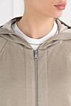 Brunello Cucinelli Women's tracksuit made of silk cotton with a hood beige - monili chain. Additional: hood. 67% cotton, 31% silk, 2% polyamide. Fastener: zipper. two side pockets. Country of manufacture: Italy. Care: specialized cleaning - photo 5