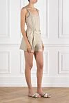 Brunello Cucinelli Женский костюм с шортами желтый с цепочкой Мониль - цепочка Мониль. 55% лен, 27% хлопок, 9% металлик, 9% полиамид. Застежка пуговица, молния. Страна производитель: Италия. Уход: специализированная чистка - фото 3