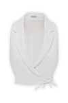 Brunello Cucinelli White cropped top made of cotton jersey fabric - 65% cotton, 29% polyamide, 6% elastane. ties. Country of manufacture: Italy. Care: specialized cleaning - photo 1