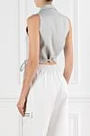 Women's gray melange tie top Brunello Cucinelli - melange pattern. 65% cotton, 29% polyamide, 6% elastane. Fastener: tie. Country of manufacture: Italy. Care: specialized cleaning - photo 4