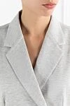 Brunello Cucinelli Women's gray melange tie top - melange pattern. 65% cotton, 29% polyamide, 6% elastane. Fastener: tie. Country of manufacture: Italy. Care: specialized cleaning - photo 5