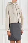 Brunello Cucinelli Короткая женская куртка из хлопковой смеси с капюшоном - капюшон. 68% хлопок, 32% полиэстер. молния. два боковых кармана. Страна производитель: Италия. Уход: специализированная чистка - фото 3