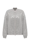 Brunello Cucinelli Linen bomber jacket decorated with sequins gray - 90% linen, 10% polyester. zipper. two side pockets. Country of manufacture: Italy. Care: specialized cleaning - photo 1