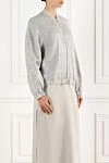 Brunello Cucinelli Linen bomber jacket decorated with sequins gray - 90% linen, 10% polyester. zipper. two side pockets. Country of manufacture: Italy. Care: specialized cleaning - photo 3