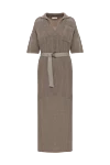 Brunello Cucinelli Beige crochet midi dress with belt - 100% cotton. belt. one chest pocket. Country of manufacture: Italy. Care: specialized cleaning - photo 1