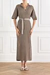Beige crochet midi dress with belt Brunello Cucinelli - 100% cotton. belt. one chest pocket. Country of manufacture: Italy. Care: specialized cleaning - photo 2