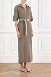 Brunello Cucinelli Beige crochet midi dress with belt - 100% cotton. belt. one chest pocket. Country of manufacture: Italy. Care: specialized cleaning - photo 3