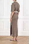 Beige crochet midi dress with belt Brunello Cucinelli - 100% cotton. belt. one chest pocket. Country of manufacture: Italy. Care: specialized cleaning - photo 4