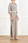 Brunello Cucinelli Cotton midi dress with openwork knitting and belt - openwork knitting. 100% cotton. Fastener: belt. chest pocket. Country of manufacture: Italy. Care: specialized cleaning - photo 3