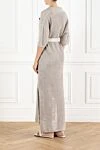 Cotton midi dress with openwork knitting and belt Brunello Cucinelli - openwork knitting. 100% cotton. Fastener: belt. chest pocket. Country of manufacture: Italy. Care: specialized cleaning - photo 4