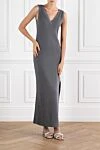 Grey ribbed cotton maxi dress with beading Brunello Cucinelli - beads, rib. . 100% cotton. Country of manufacture: Italy. Care: specialized cleaning - photo 2