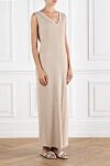Brunello Cucinelli Beige ribbed cotton maxi dress with beading - beads, rib. . 100% cotton. Country of manufacture: Italy. Care: specialized cleaning - photo 3