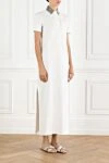 Brunello Cucinelli Платье-поло с отделкой Monili белое из хлопка - контрастный воротник. 82% хлопок, 12% полиамид, 6% эластан. пуговицы. нагрудный карман. Страна производитель: Италия. Уход: специализированная чистка - фото 3