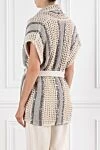 Knitted cardigan with a belt, decorated with sequins Brunello Cucinelli - striped pattern, brand logo. 55% jute, 35% cotton, 10% polyamide. Fastener: belt. Country of manufacture: Italy. Care: specialized cleaning - photo 4