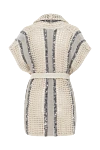 Brunello Cucinelli Knitted cardigan with a belt, decorated with sequins - striped pattern, brand logo. 55% jute, 35% cotton, 10% polyamide. Fastener: belt. Country of manufacture: Italy. Care: specialized cleaning - photo 5